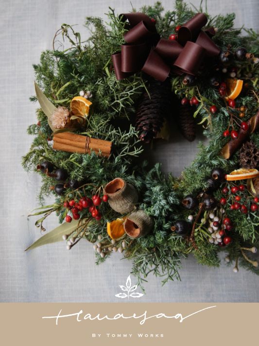 森のぬくもりを纏うクリスマスリース【M】